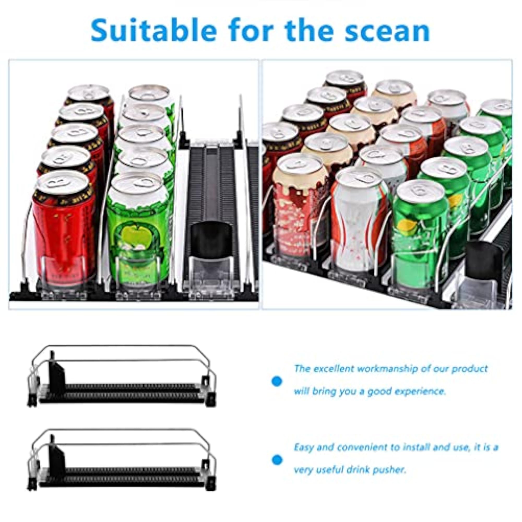 Pusher Tray Rack- Drink Puller Machine, Kitchen Storage Shelves